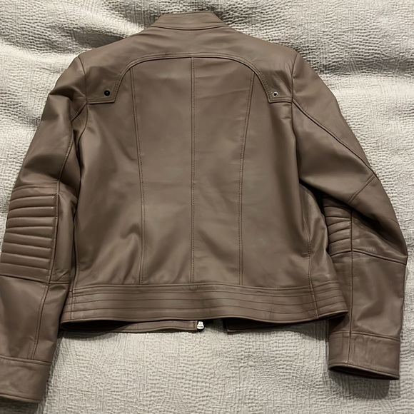 Women’s Massimo Leather Jacket made in Italy, Taupe Color, Size 42 - Picture 4 of 6